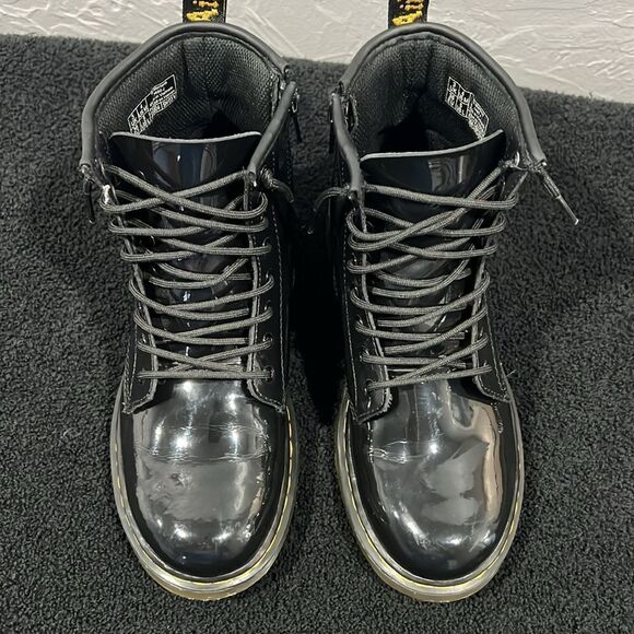🔥 DR MARTENS Doc Martens Black Patent Leather Combat Boots Women Sz 5 - PERFECT - Picture 7 of 12